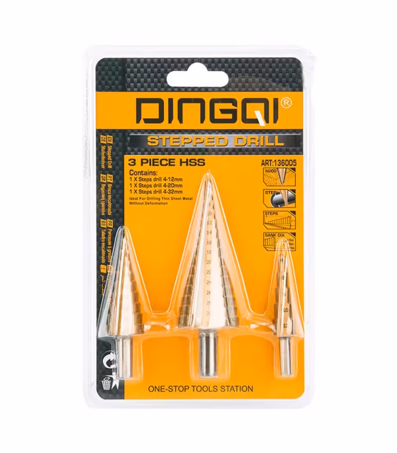 ست 3 عددی مته کاجی(مخروطی)(پله ای) برند دینگی مدل DINGQI 136005