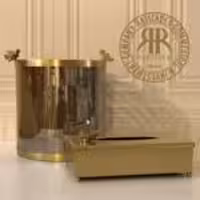 سالینو سطل و دستمال  استوانه موجی شیشه طلایی  424B