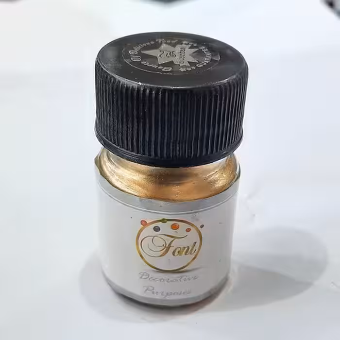 رنگ پودری طلایی فونت اصلی 10 گرمی (مخصوص رنگ کردن روی کیک، دسر، فوندانت و ...)