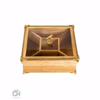 جعبه پذیرایی چوب و برنج مربع 5 خانه گلدکیش طرح WOOD مدل GK829653