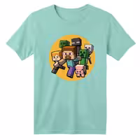 تی شرت آستین کوتاه بچگانه مدل ماینکرفت کد 3 رنگ سبز روشن