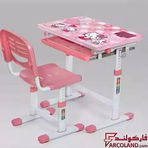 ست میز تحریر و صندلی مدل قابل تنظیم طرح کیتی کد 17