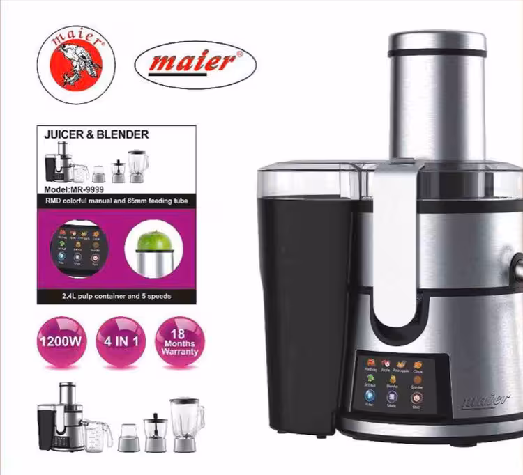 آبمیوه گیری چهارکاره مایر مدل MR-9999 | دستگاه حرفه‌ای 4 کاره