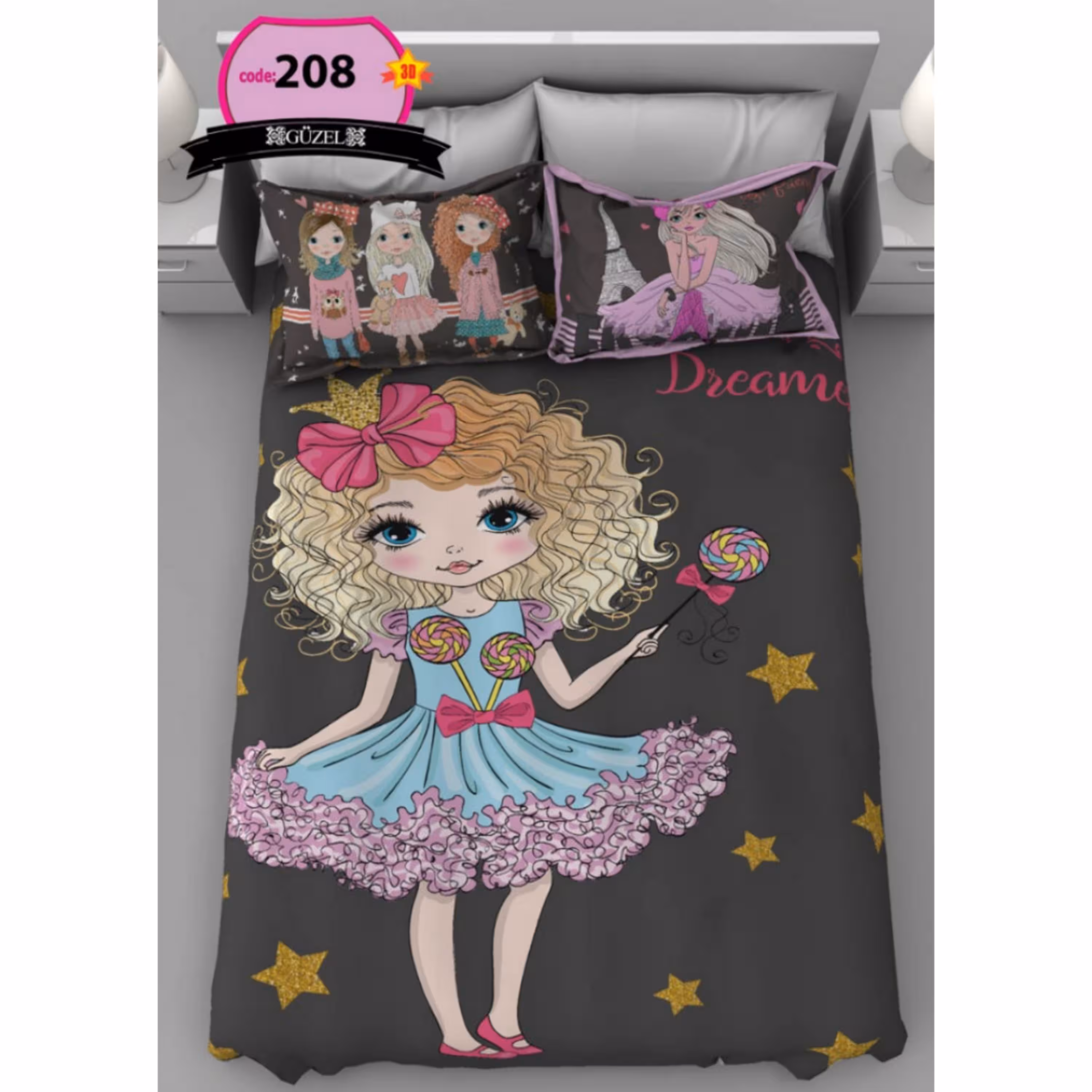 روتختی تک نفره سه بعدی برند گوزل -5 تکه -کد208