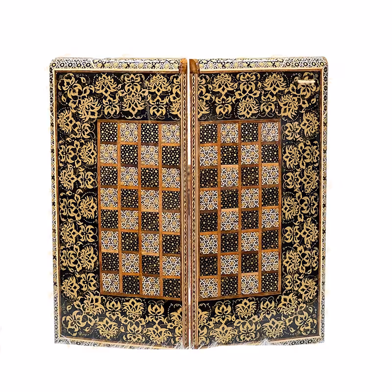 تخته نرد خاتم نقاشی تذهیب زمینه مشکی