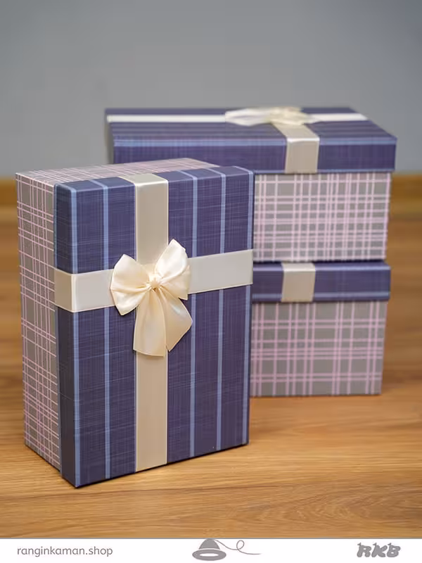 جعبه هدیه مستطیلی راه راه (3 سایز) Rectangular corrugated gift box