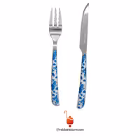 کارد و چنگال میوه خوری استیل گلدار ام جی