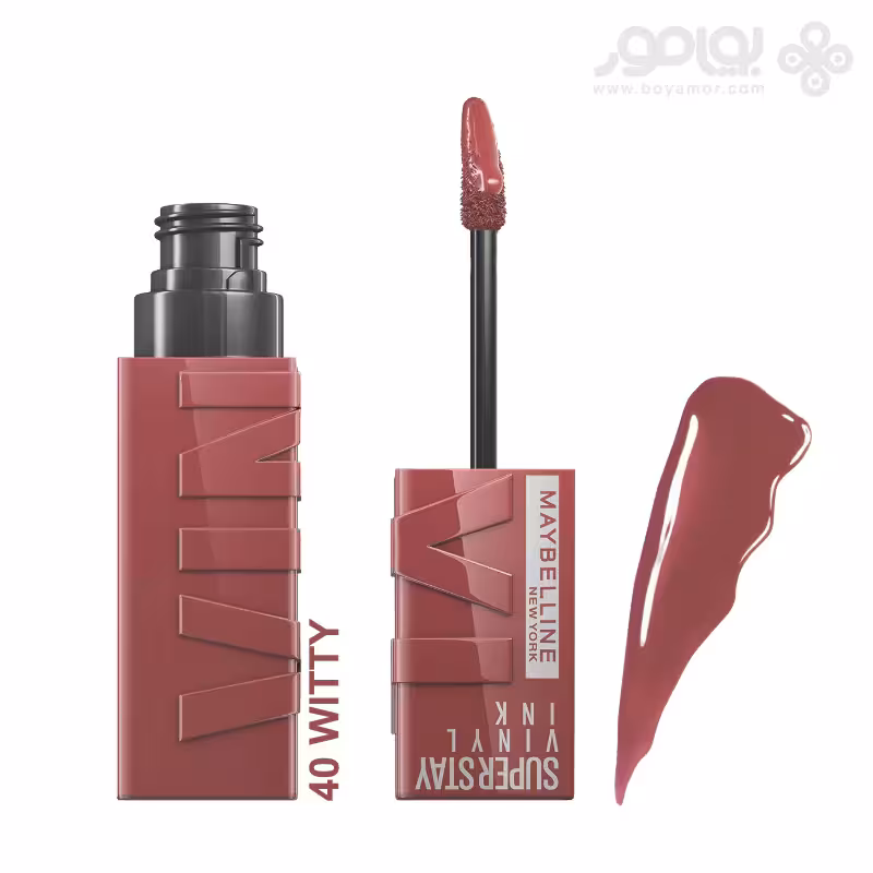 رژ لب مایع براق میبلین سوپر استی مدل VINYL INK شماره 40 رنگ WITTY