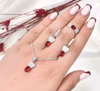 نیمست یاقوت سرخ نقره جواهری کد 00263