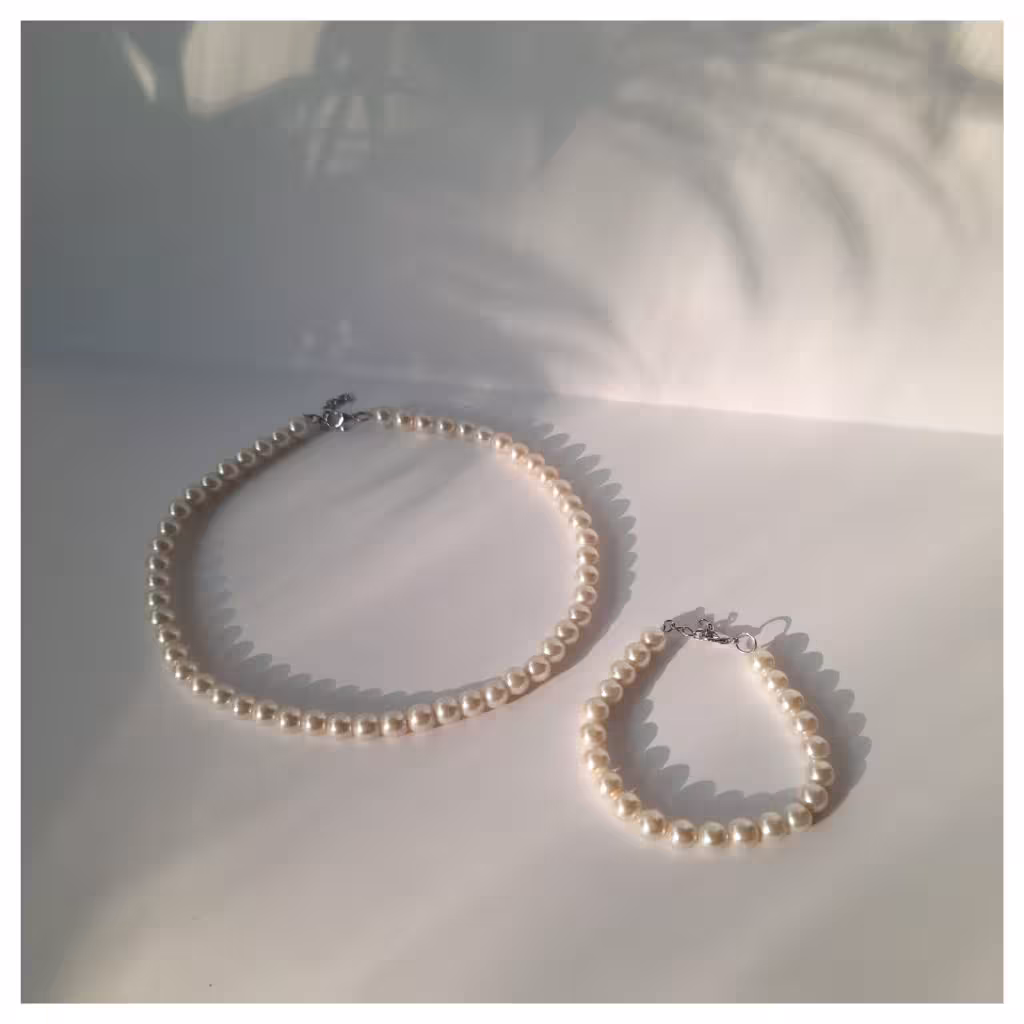 ست گردنبند و دستبند مرواریدی