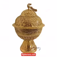 شکلات خوری برنجی درب دار قلم دست طرح گل ( شکلات خوری برنجی )