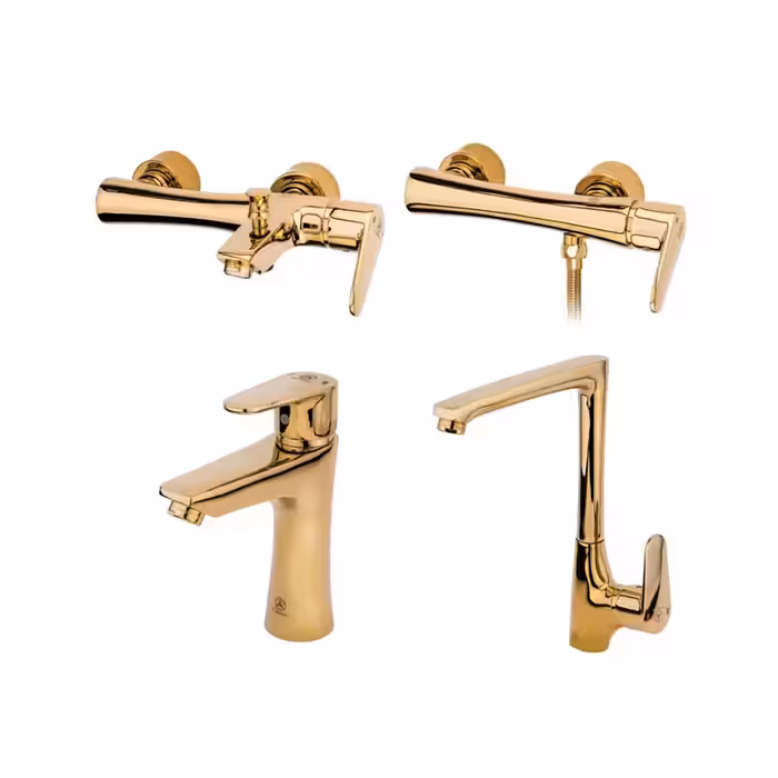 ست شیرآلات چهارتکه قهرمان مدل باران طلایی