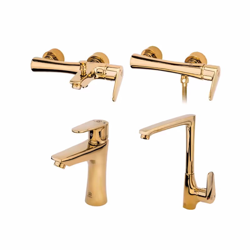 ست شیرآلات چهارتکه قهرمان مدل باران طلایی