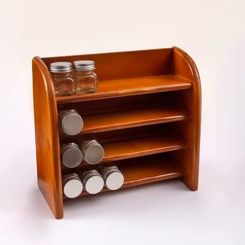 استند جا ادویه عمده مدل 05 راشین قهوه ای روشن  چوبی 15عددی شاتوت (پس کرایه)