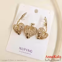 نیم ست زنانه ژوپینگ مدل قلب طلایی شامل گوشواره و گردنبند کد NIM14833W