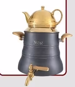 کتری و قوری  6 لیتر هرمی طوسی طلایی (NEZAZ) کد 3026