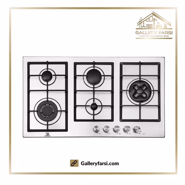 اجاق گاز پنج شعله استیل پرنیان استیل مدل PB-5113 پلوپز دوال سرشعلهHE
