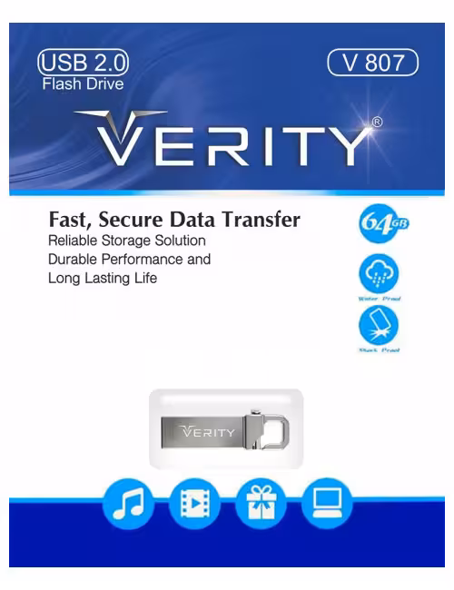 فلش مموری فلزی وریتی مدل V807 ظرفیت 64 گیگابایت