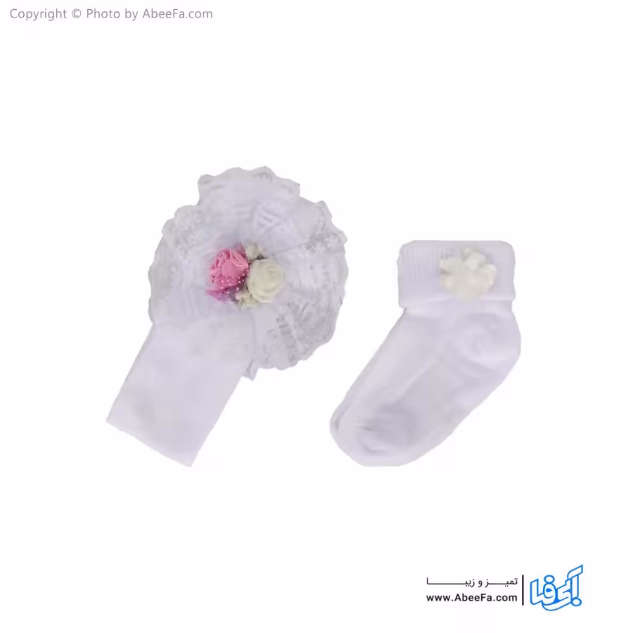 ست هد و جوراب نوزادی مدل AF1152