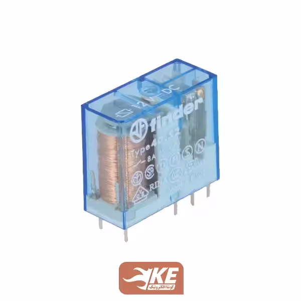 رله کتابی 12vDC دو کنتاکت 8 آمپر فیندر مدل 40.52.9.012.0000