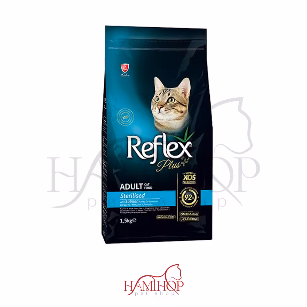 غذا خشک گربه عقیم شده بالغ برند رفلکس با طعم ماهی سالمون Reflex Plus Adult Cat Food Salmon - 1.5kg