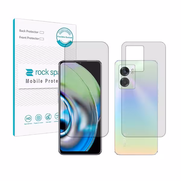 گلس صفحه نمایش و پشت گوشی ریلمی V23 مدل نانو هیدروژل شفاف برند راک اسپیس کد SS