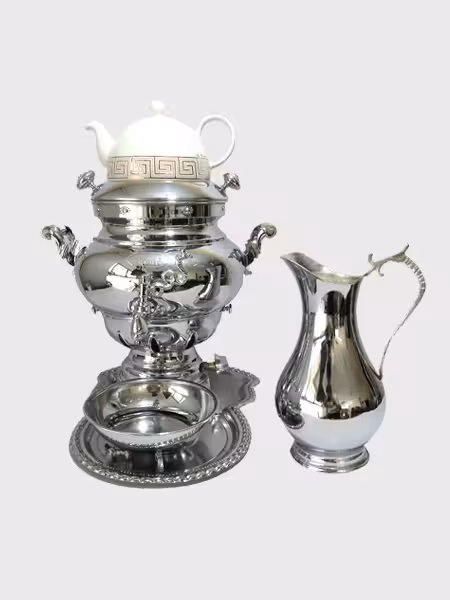 سرویس سماور گازی پایه زغالی باران 6 لیتری