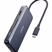 هاب 2 پورت Type C به USB 3.0 با یک پورت HDMI و LAN و درگاه کارت حافظه با قابلیت PD انکر A8352