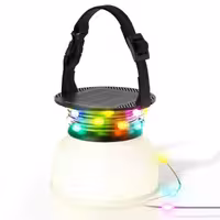 لامپ کمپینگ طرح فانوس خورشیدی و چراغ ریسه‌ای شارژی و پاوربانک