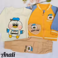 سه تیکه بلوز ،شلوار ، سویشرت اسپرت وارداتی طرح جوجه طلایی