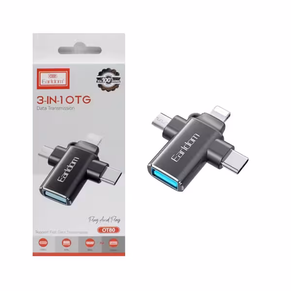 مبدل USB-C / MicroUSB / لایتنینگ OTG ارلدام earldom مدل OT80