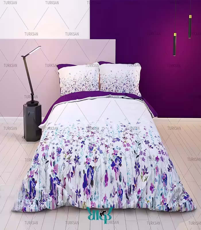 روتختی سفید طرح گل بنفش کد d372