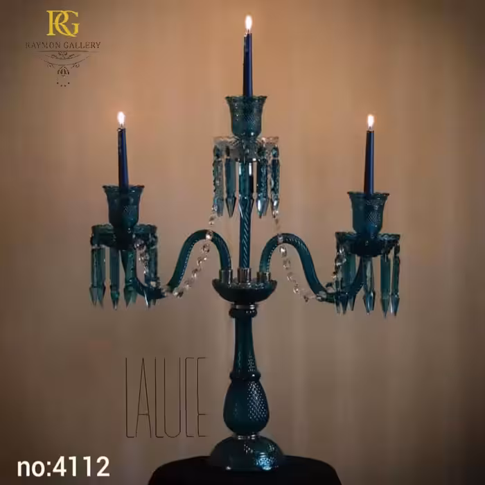 شمعدانی سبز رنگ 3 شاخه سبک کلاسیک