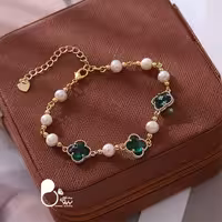 دستبند شبدر کریستالی مرواریدی 2