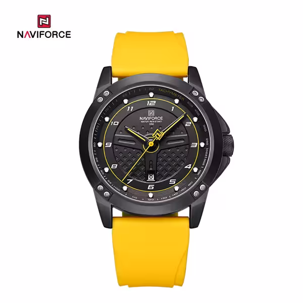 ساعت مچی اورجینال نیوی فورس مشکی زرد Naviforce NF8031