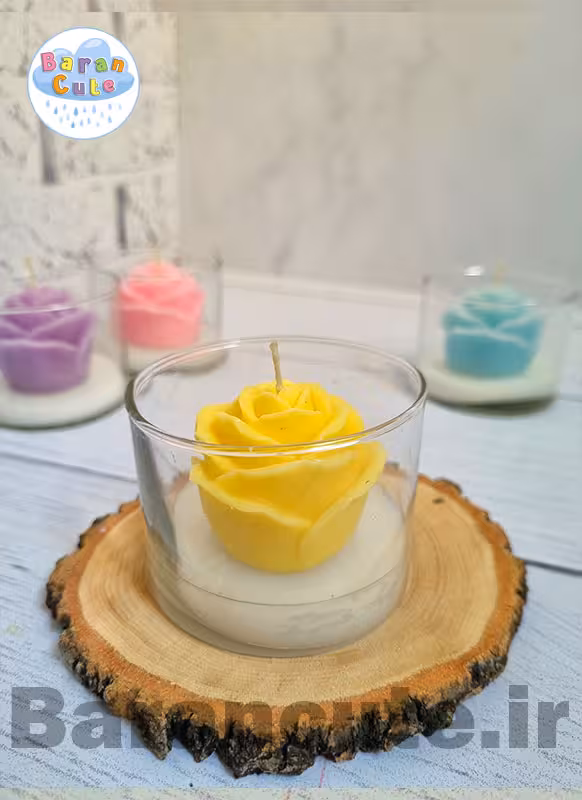 شمع دستساز عطری طرح شات گل رز پاستیلی