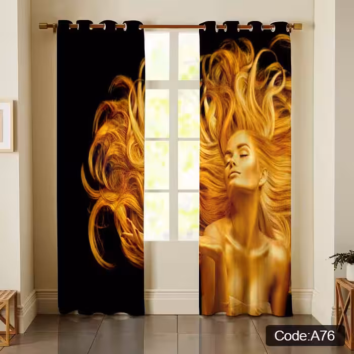 پرده پانچی مخمل چاپی دخترانه کد 76