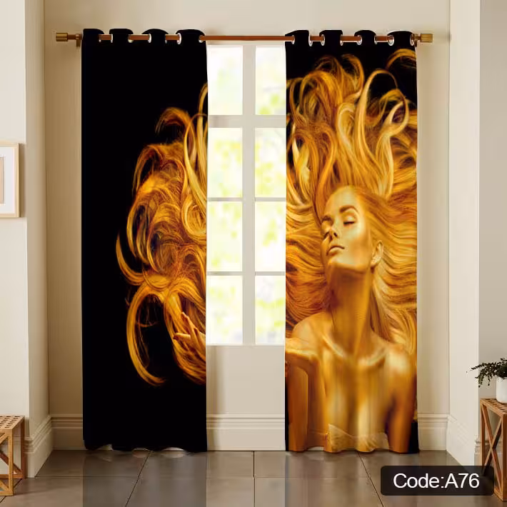 پرده پانچی مخمل چاپی دخترانه کد 76