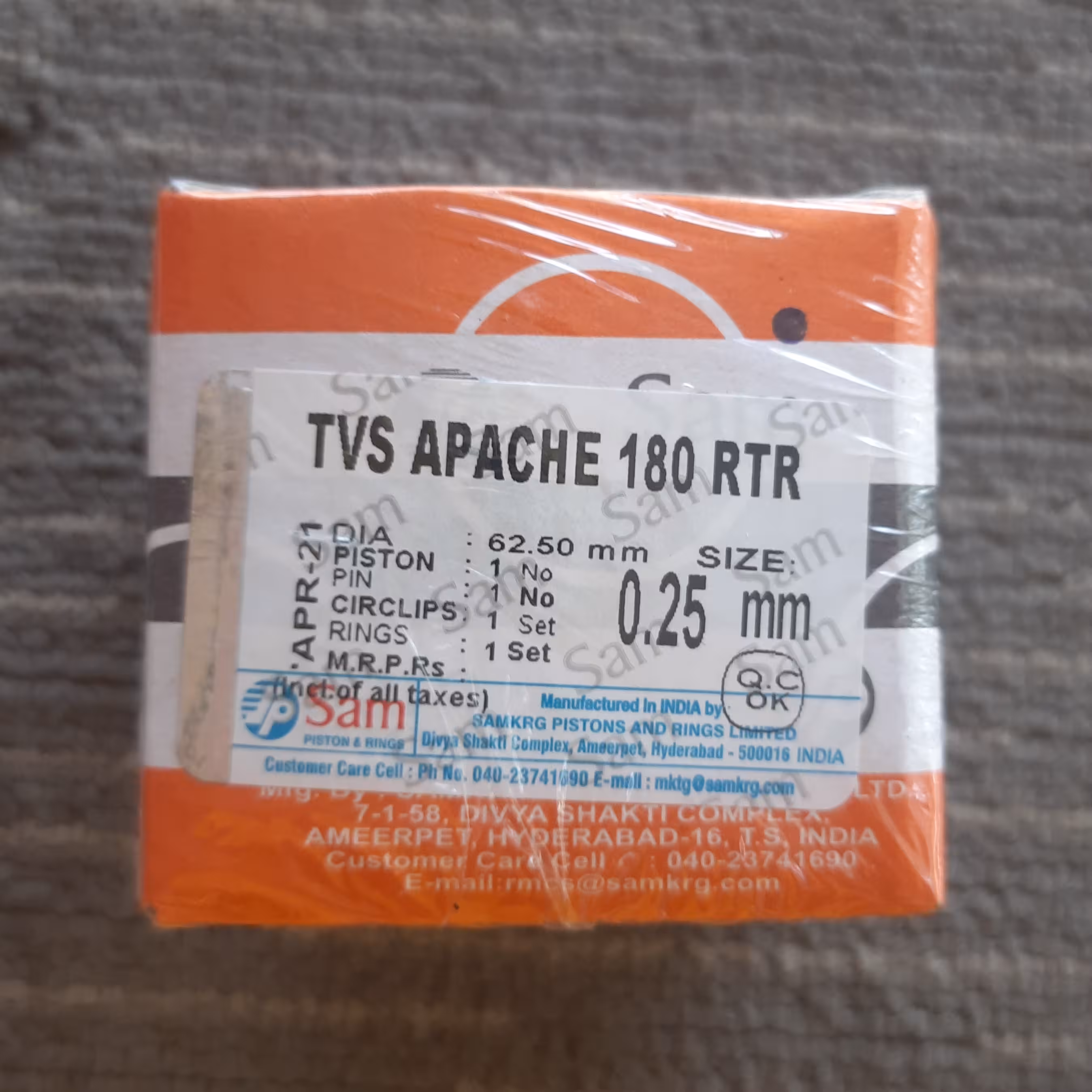 رینگ پیستون سام اصلی مخصوص آپاچی درشماره های مختلف