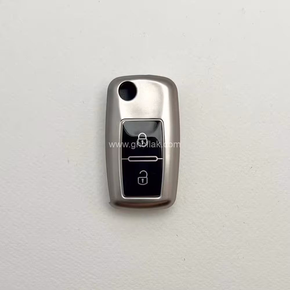 کاور ریموت پژو 405 و پارس دو دکمه کلید تاشو طرح متالیک