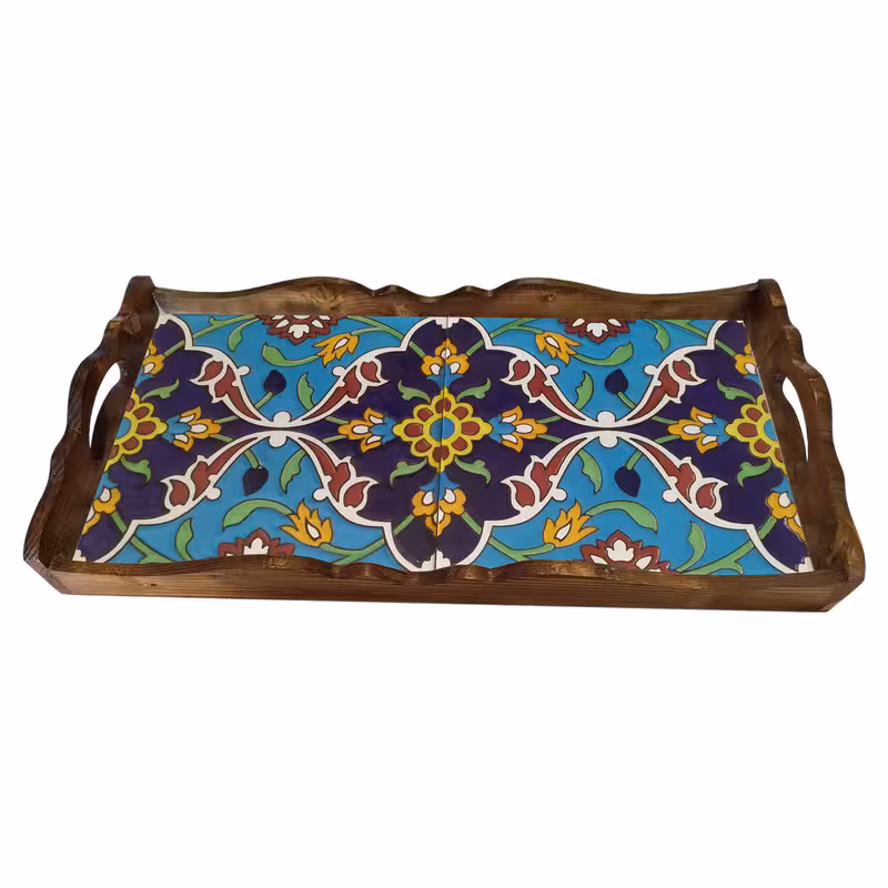 سینی چوبی طرح کاشی