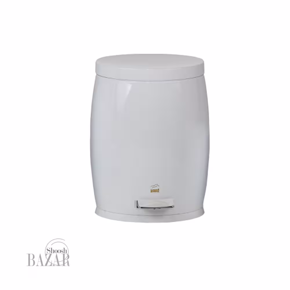 سطل زباله پدالدار 14 لیتری مدل خمره ای سفید فلزی بهازکالا 16626089