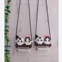 آویزماشین قند دوتایی موفر قهوه ای پاپیون صورتی | amazonchi