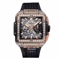 ساعت مچی مردانه هابلوت Hublot square Bang Unico King Gold Pavé 42 mm | Hublot