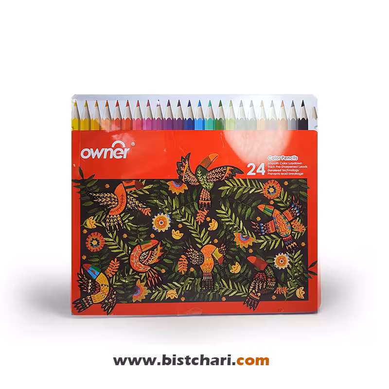 مداد رنگی 24 رنگ جعبه فلزی برند اونر Owner