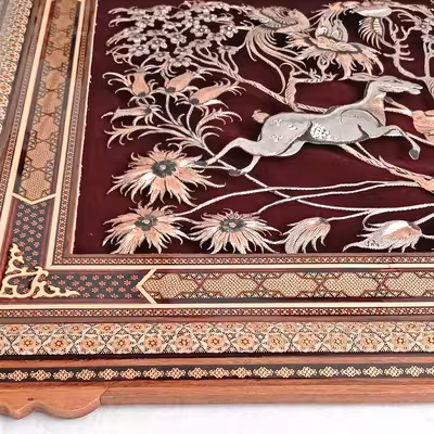 تابلو قلمزنی طرح گل و مرغ کد 4080