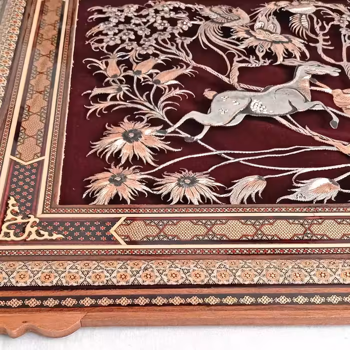 تابلو قلمزنی طرح گل و مرغ کد 4080