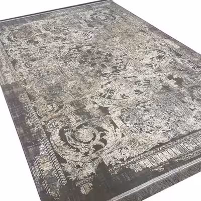 فرش ماشینی مدل مدرن طرح فرانسوی زمینه طوسی