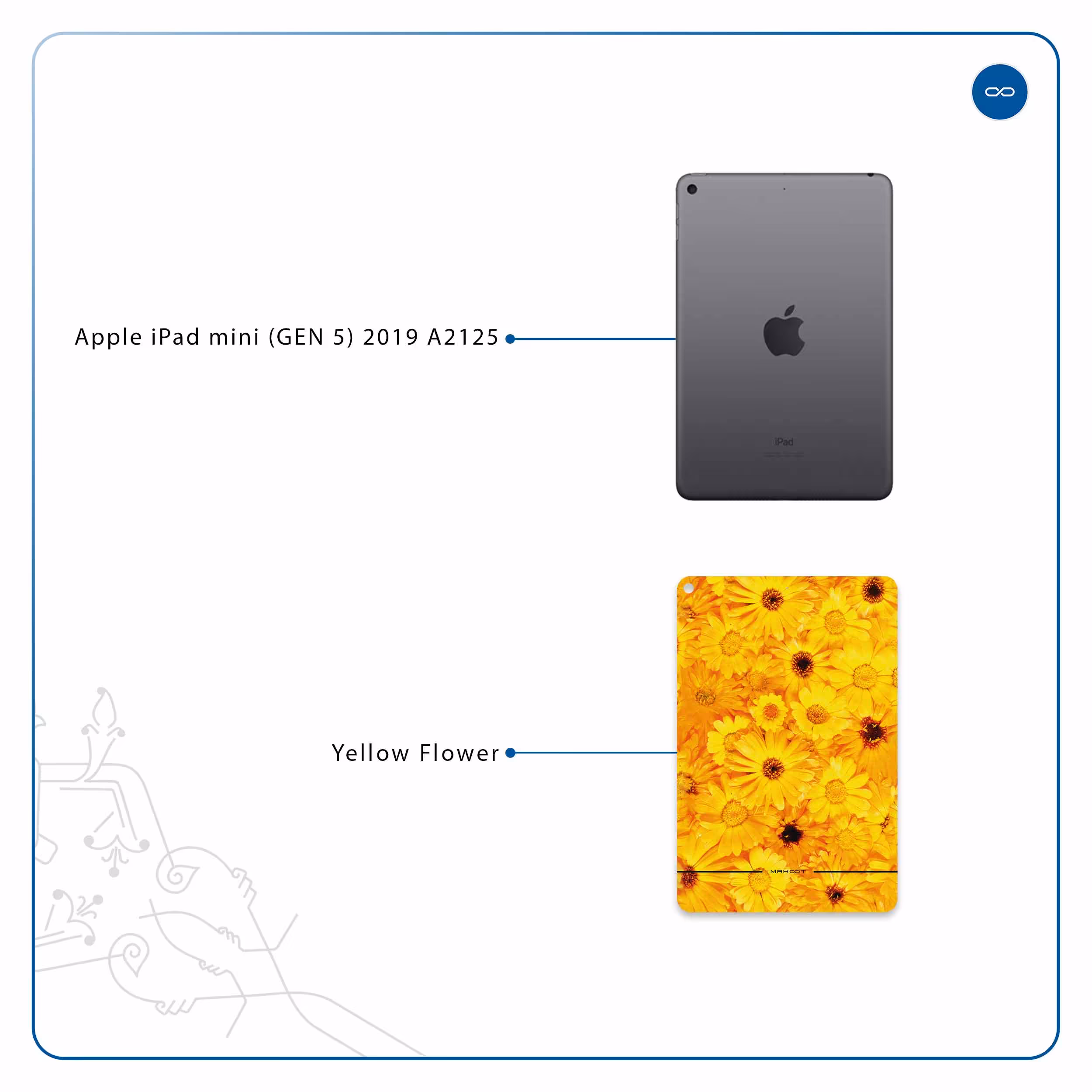 برچسب پوششی ماهوت مدل Yellow-Flower مناسب برای تبلت اپل iPad mini (GEN 5) 2019 A2125