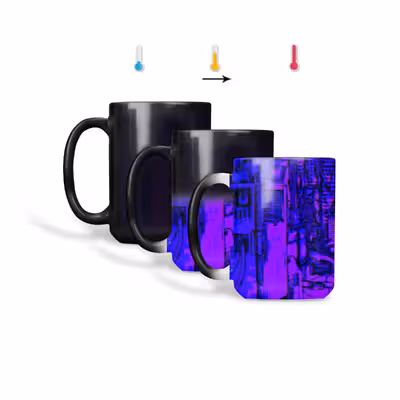 ماگ حرارتی طرح گرافیکی ابی بنفش 